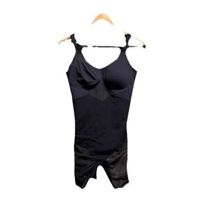 Honeylove‎ Black Mid-Thigh V-Neck Sculpt Shapewear Bodysuit Shorts Size XL